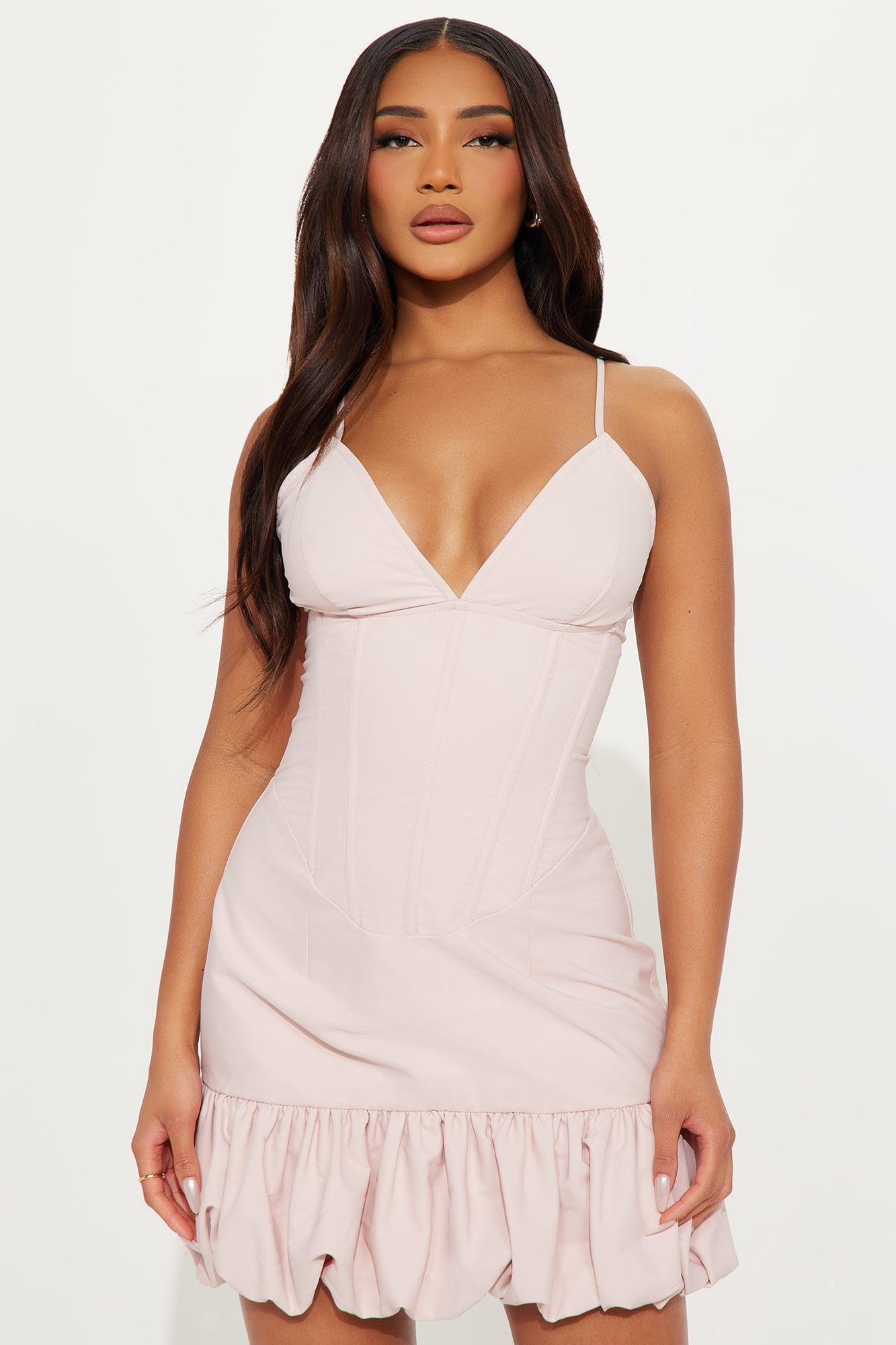 Urban Elegance Corset Bubble Mini Dress - Blush Product Image