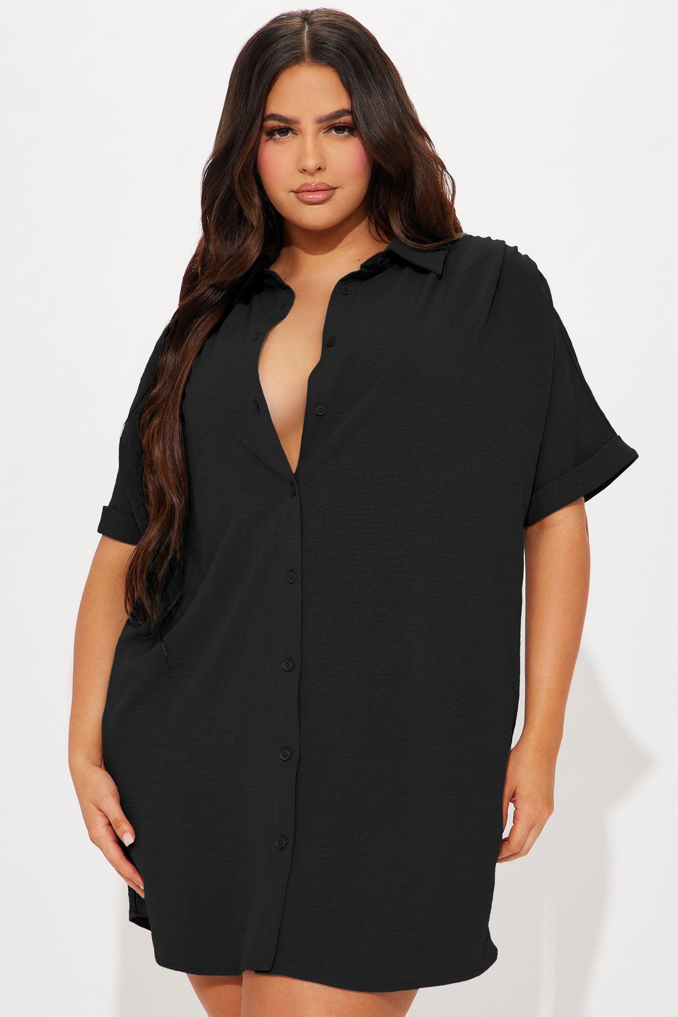 Amelia Mini Shirt Dress - Black Product Image