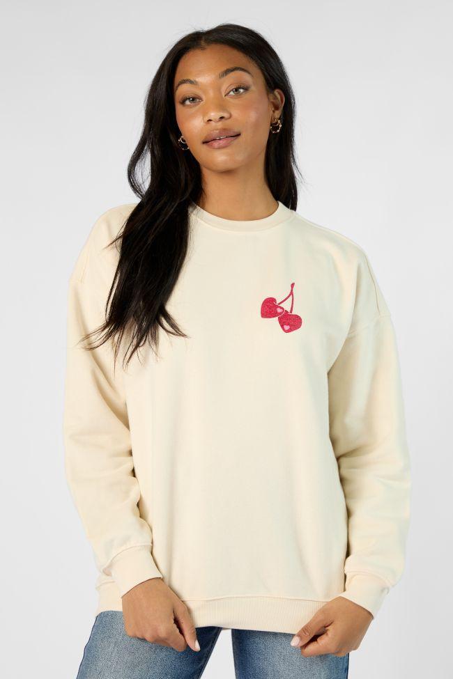 I Love You Cherry Much Cream Graphic Sweatshirt Product Image