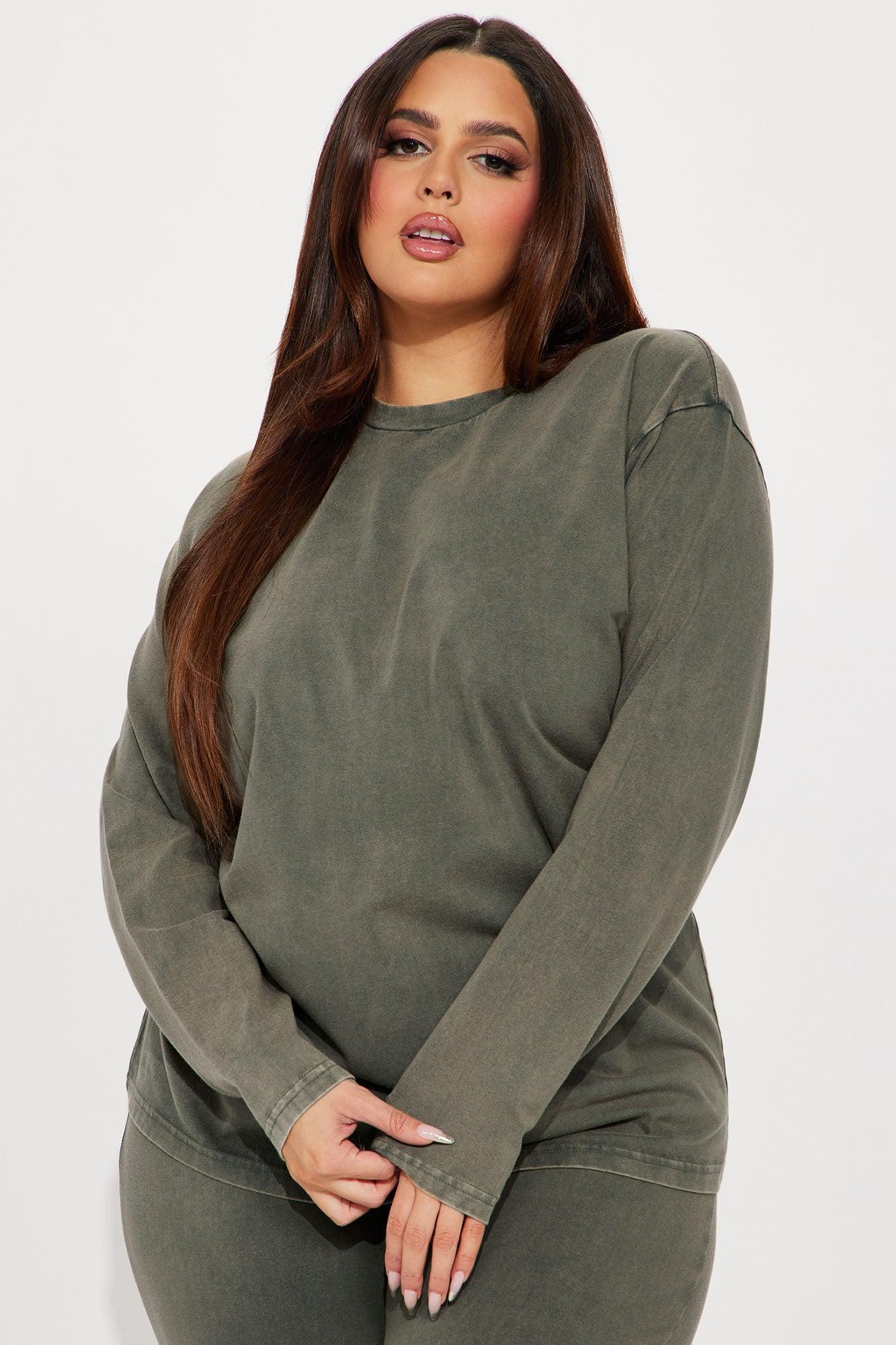 Stepping Out Mineral Wash Long Sleeve Legging Set - Olive Product Image