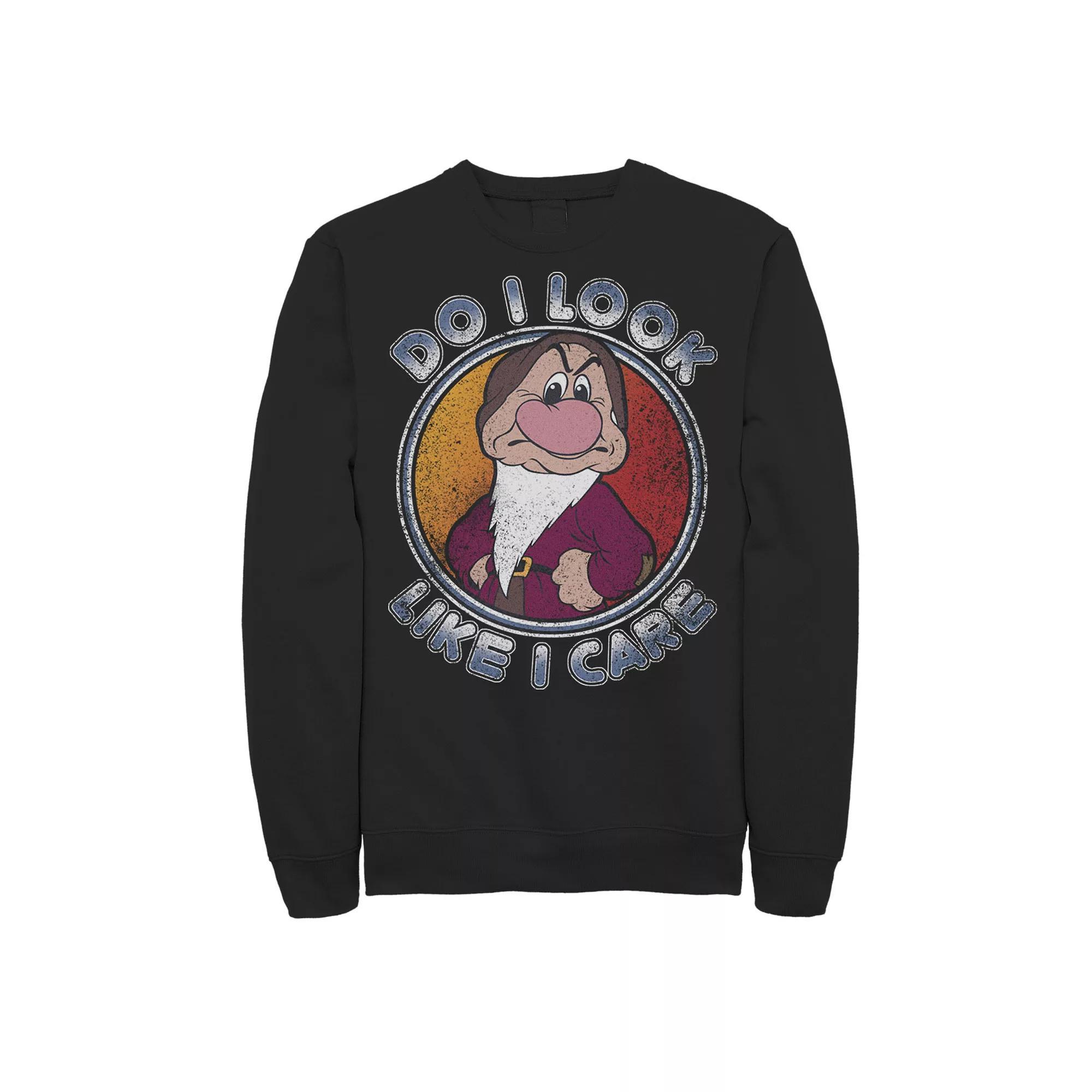 Men's Disney's Snow White and the Seven Dwarfs Grumpy Do I Look Like I Care Pullover Sweatshirt, Size: 3XL, Black Product Image