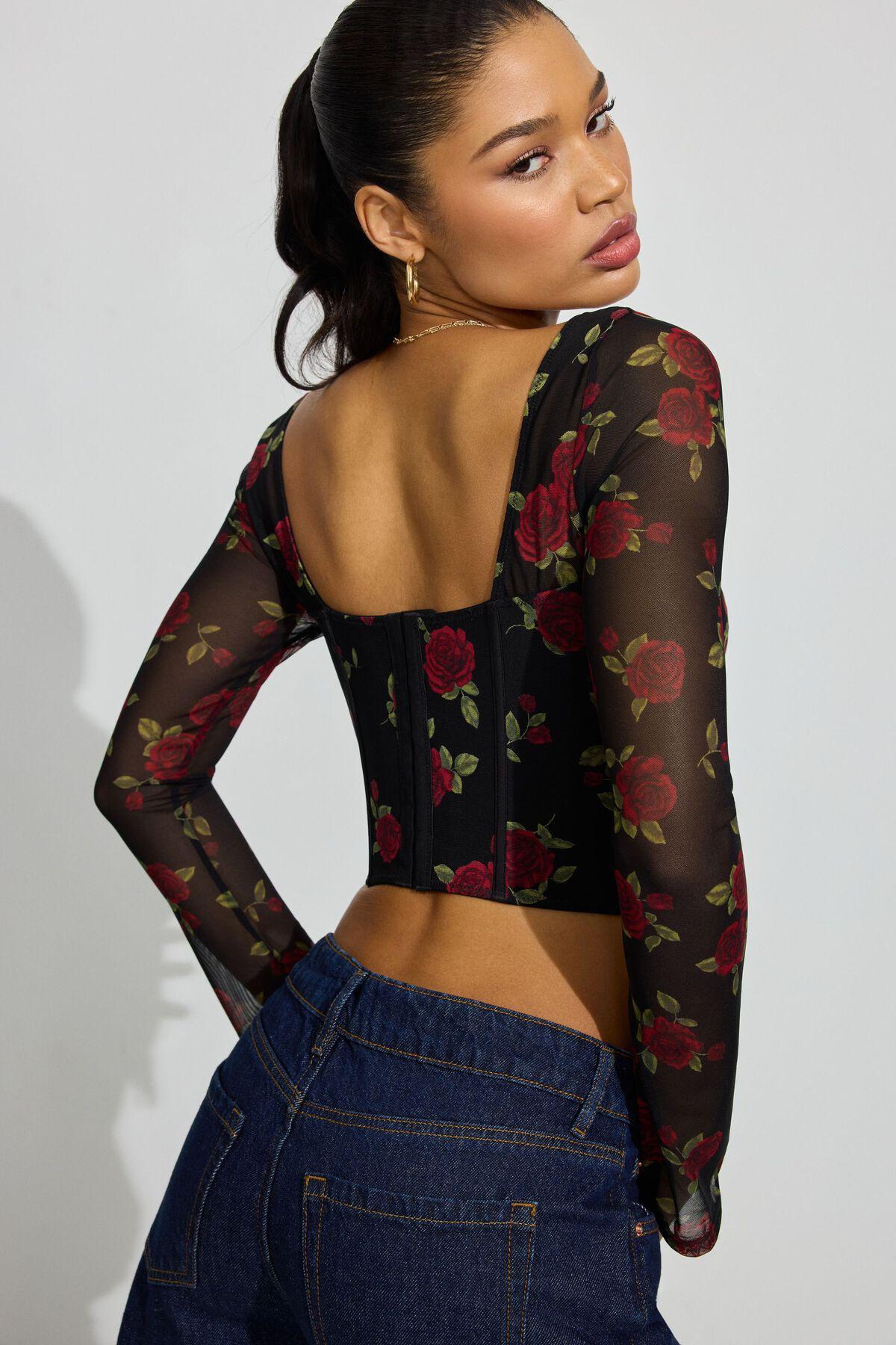 Aria Long Sleeve Bustier Top Product Image