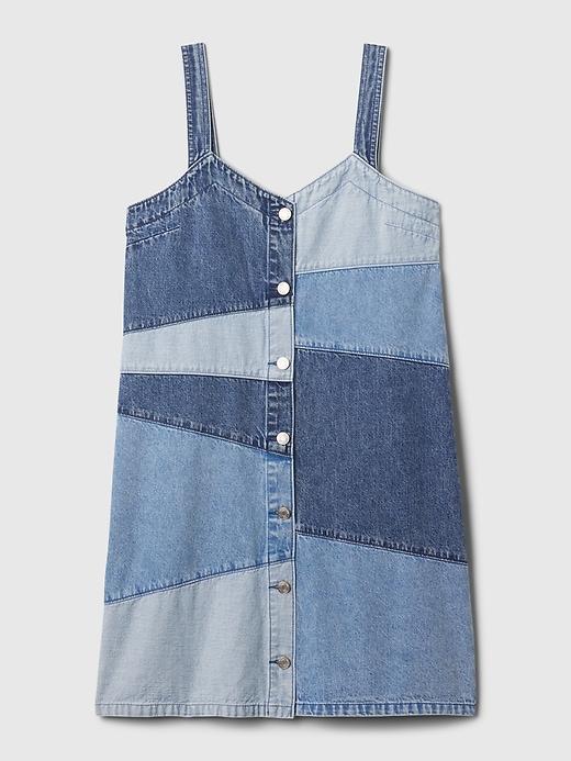 Patchwork Denim Mini Dress Product Image