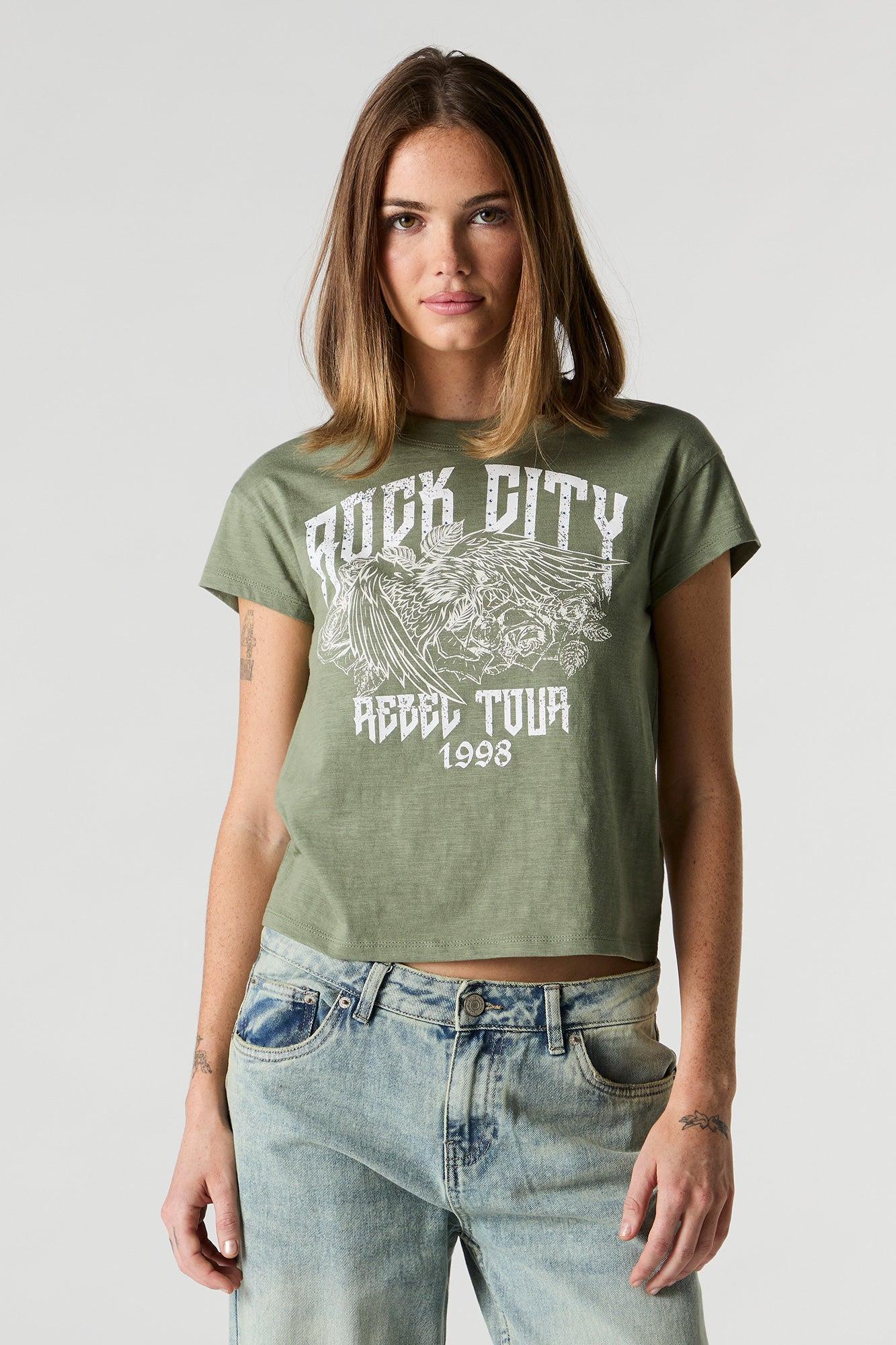Edgy Graphic Boxy T-Shirt Female Product Image