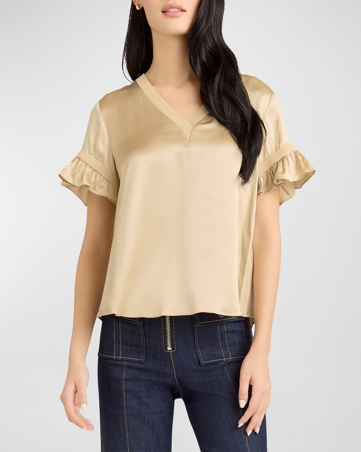 Womens Linnea Silk V-Neck Blouse Product Image