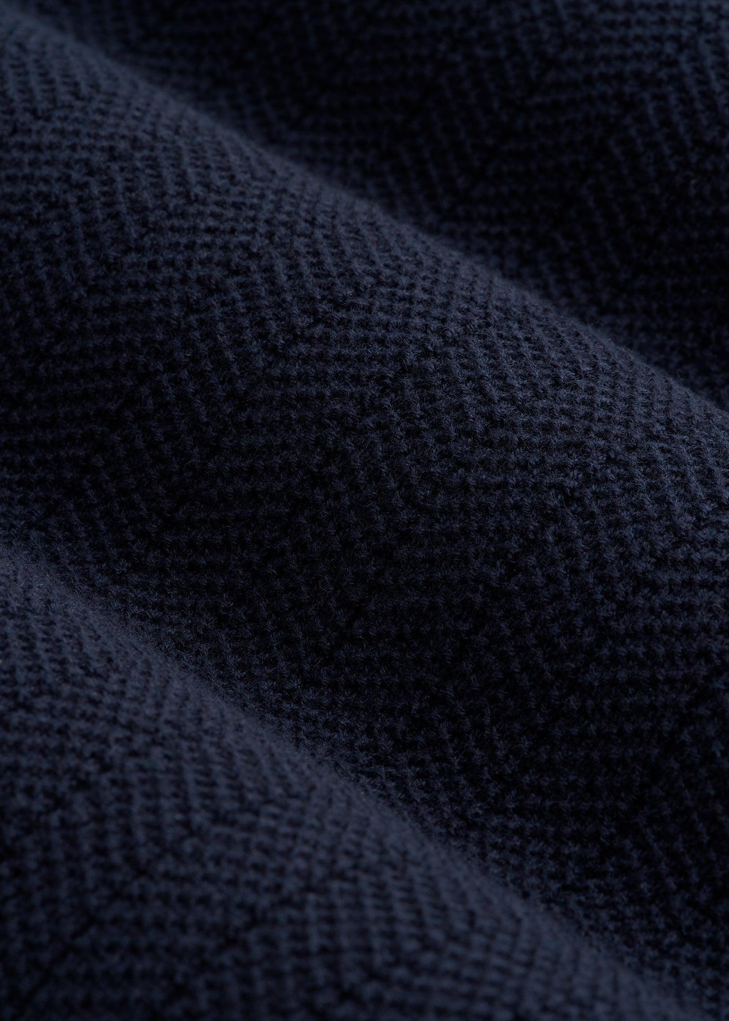 Linen Blend Ribbed Knit Polo Shirt for Tall Men in Evening Blue Product Image
