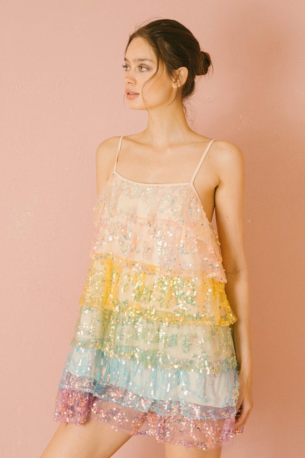 Tiered Sequin Dress Female Product Image