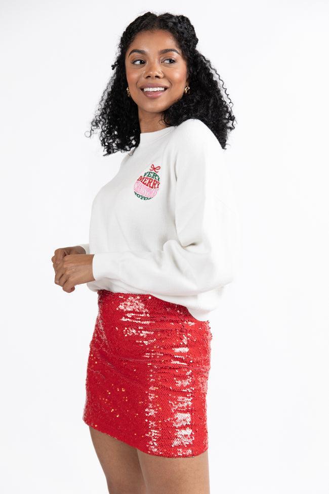 Very Merry Christmas To You Ivory Multi Ornament Sweater FINAL SALE Product Image