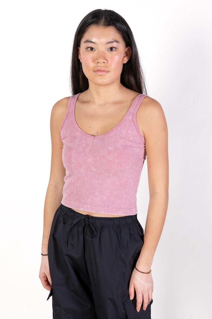 Sky Blue Ribbed Deep V Top Product Image