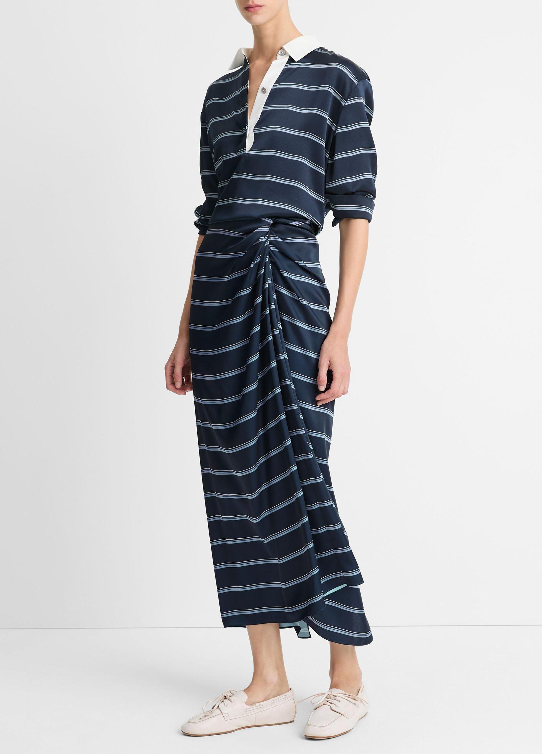 Rugby Stripe Satin Gathered Skirt Product Image