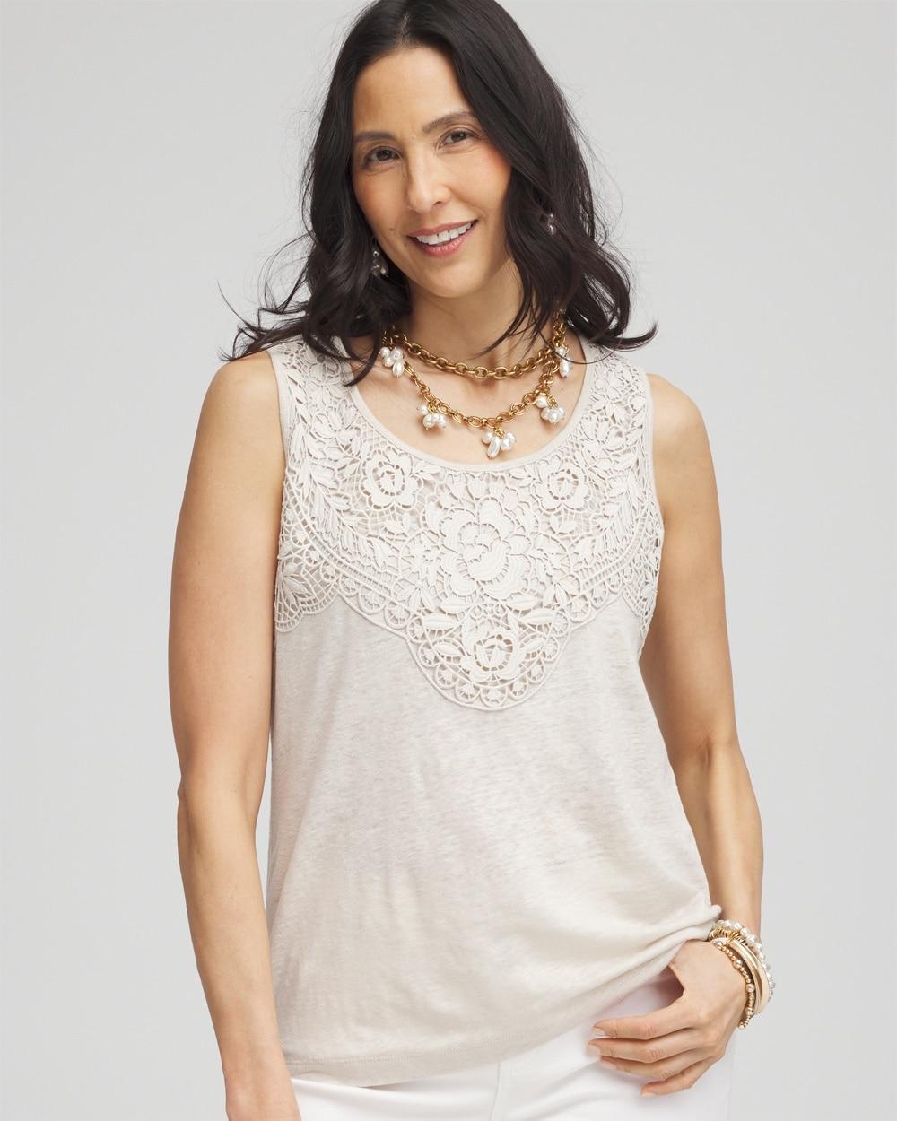 Linen Lace-Applique Tank Product Image