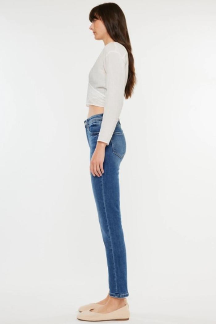 Midi High Rise Denim Contrast Skirt Product Image