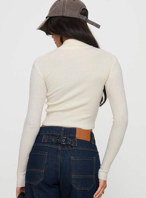 Slow It Down Long Sleeve Top Cream Product Image