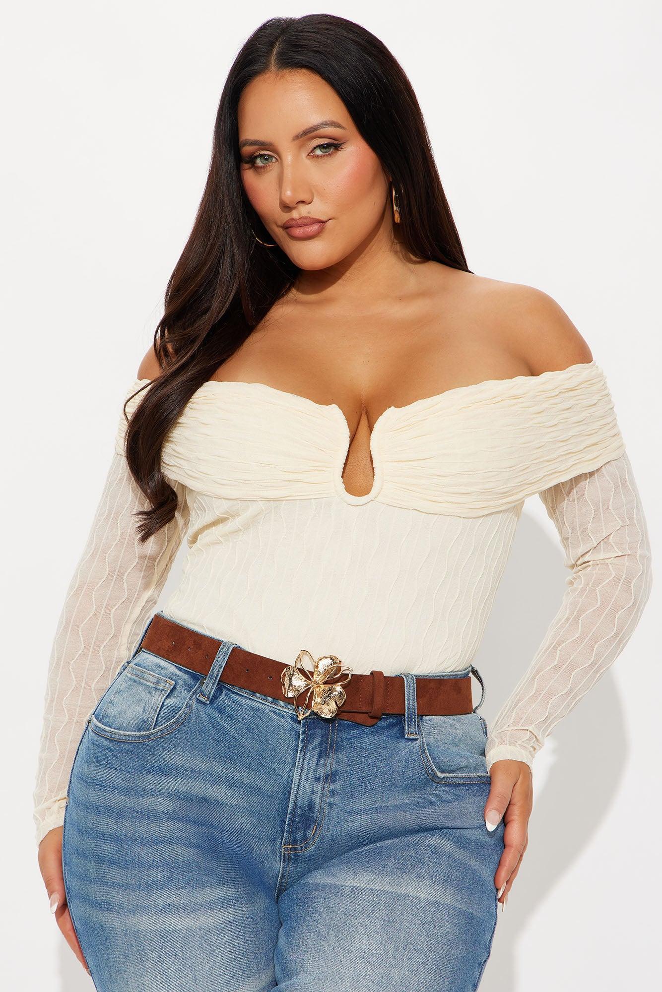 Olive Off Shoulder Bodysuit - Ivory Product Image