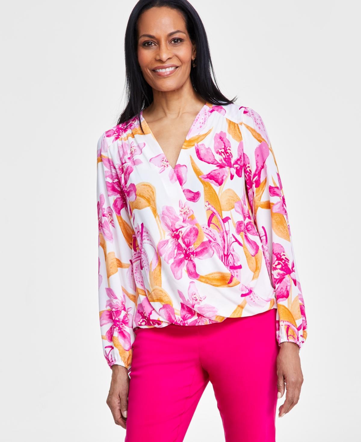 I.n.c. International Concepts Womens Printed Surplice Top, Xs-3X, Created for Macys Product Image