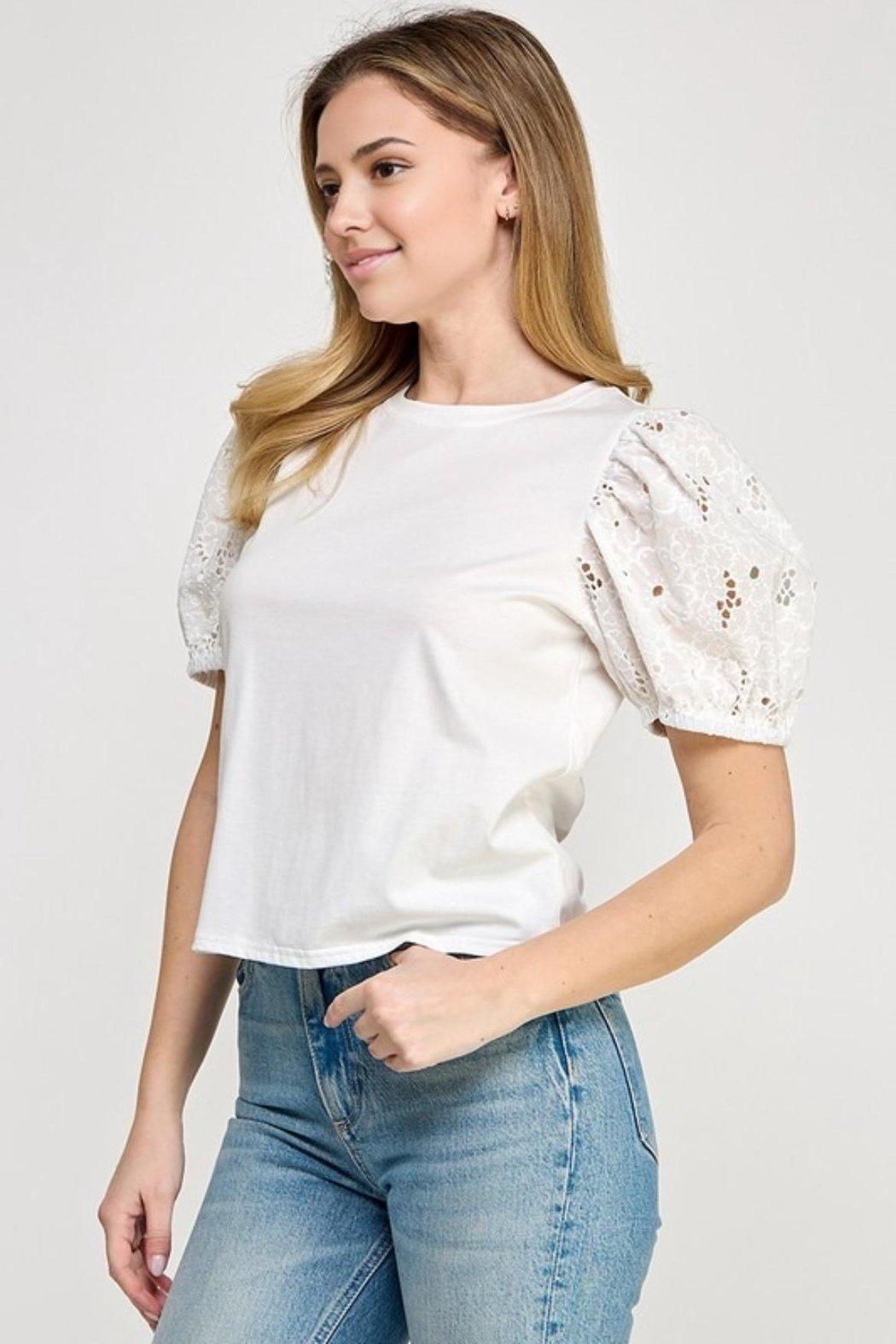 Eyelet Sleeve Top Product Image