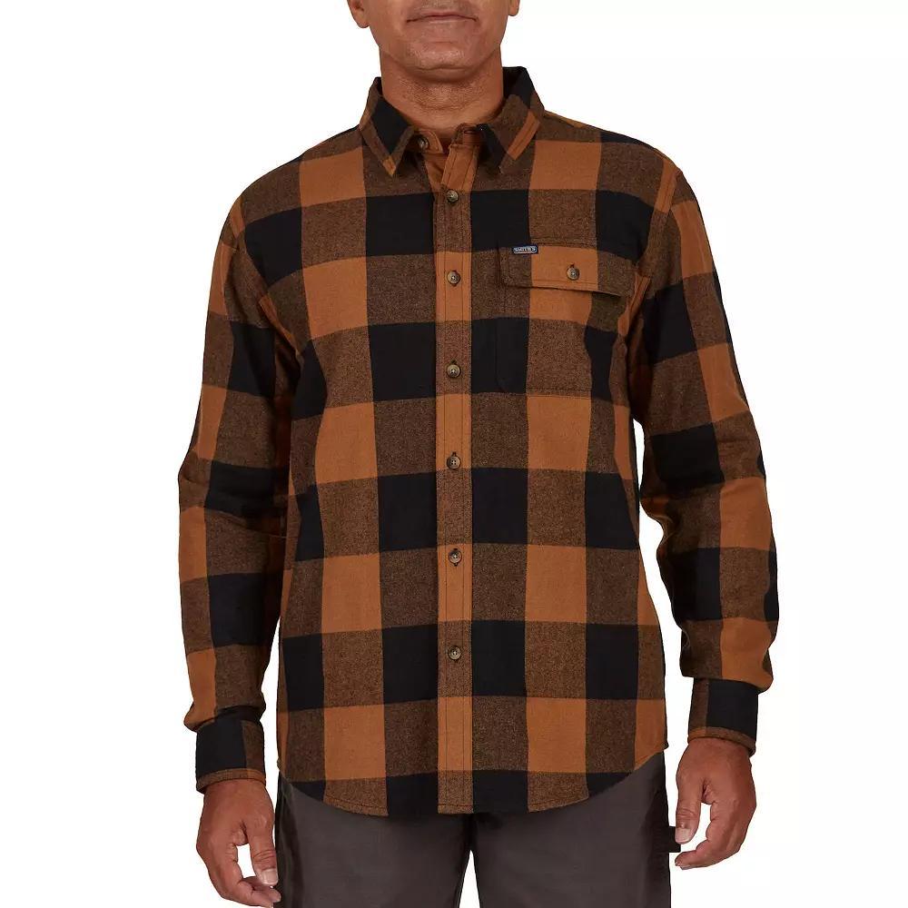 Men's Smith's Workwear Relaxed-Fit Buffalo Plaid Flannel Button-Down Shirt, Size: Large, Grey Black Product Image