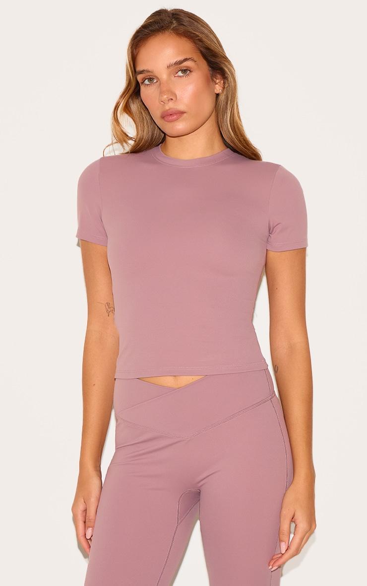 Mauve Ultimate Sculpt Longline Short Sleeve Gym Top Product Image