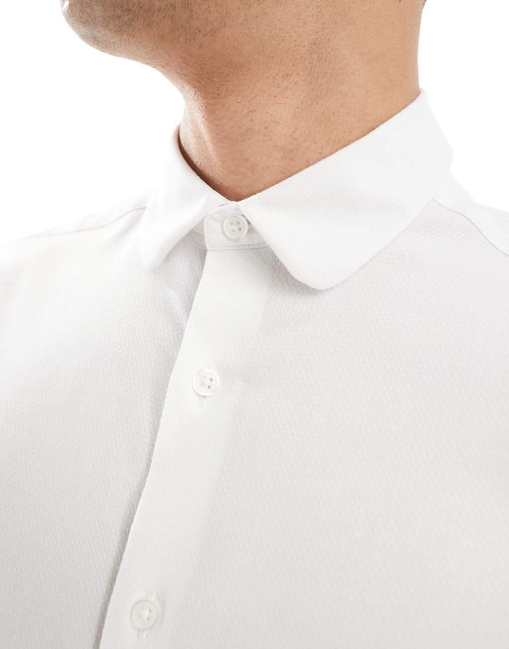 ASOS DESIGN regular fit textured shirt in white  Product Image