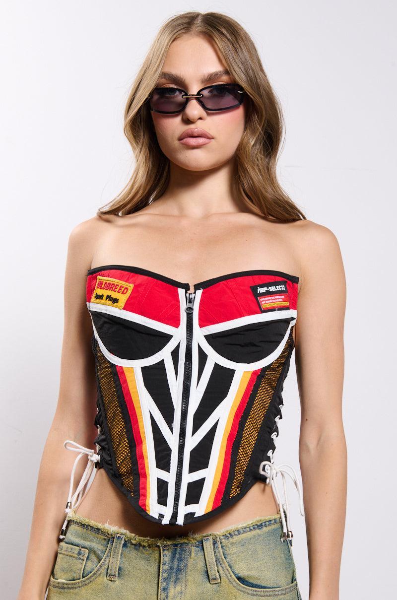 NEED FOR SPEED ZIP UP FRONT CORSET TOP Product Image