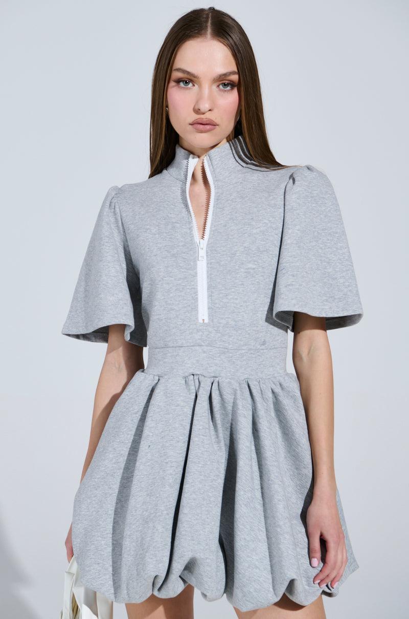 NAME OF THE GAME SHORT SLEEVE ZIPPERED MINI DRESS Product Image