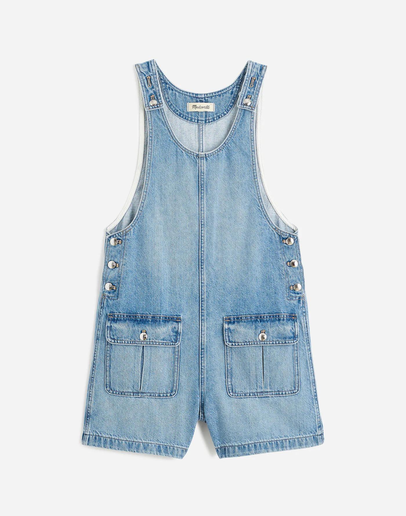 Scoopneck Denim Shortalls in Allenwood Wash Product Image