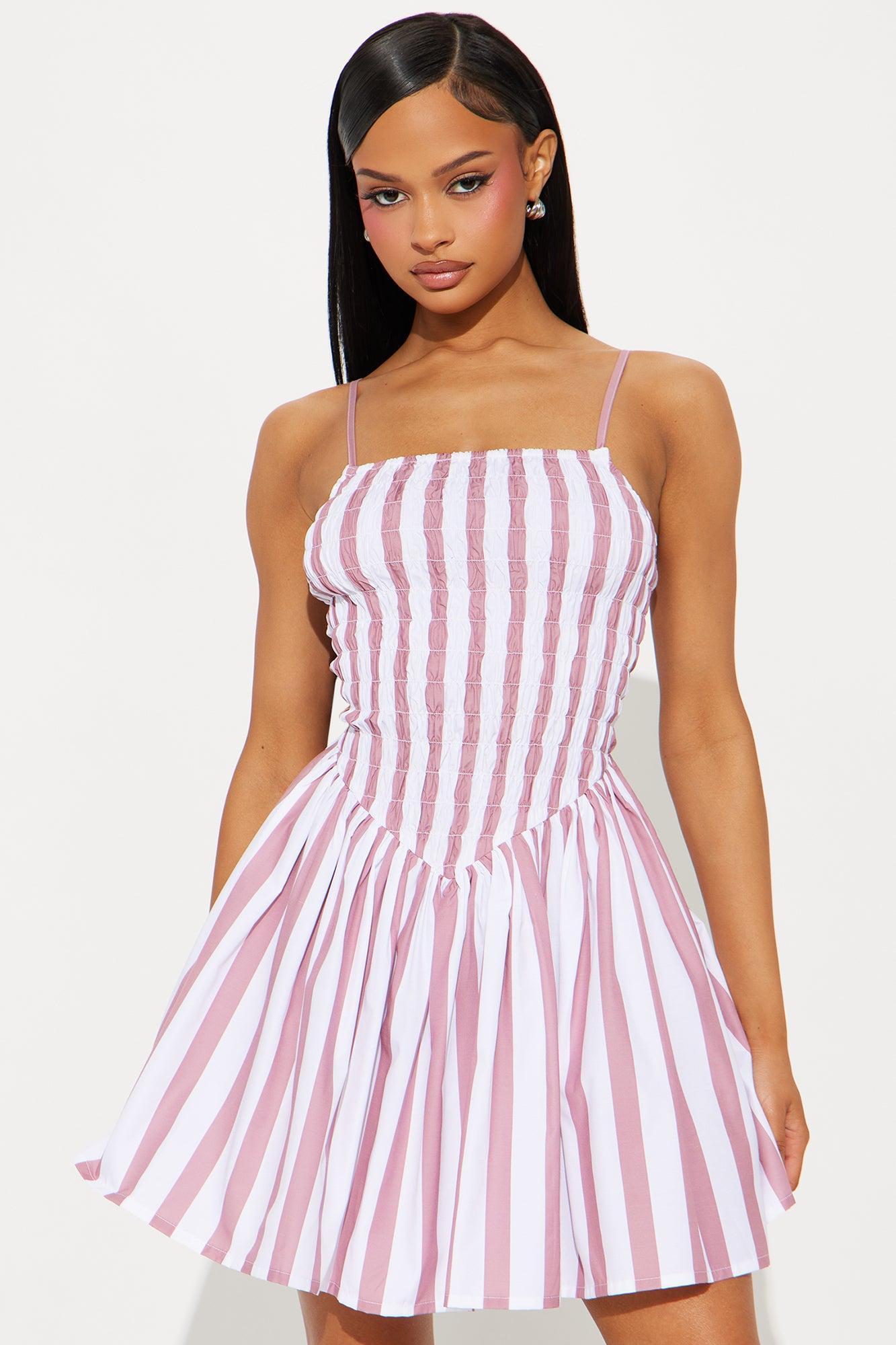 Whitney Striped Mini Dress - Pink/combo Product Image