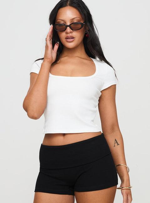 Baseline Square Neck Rib Top White Product Image