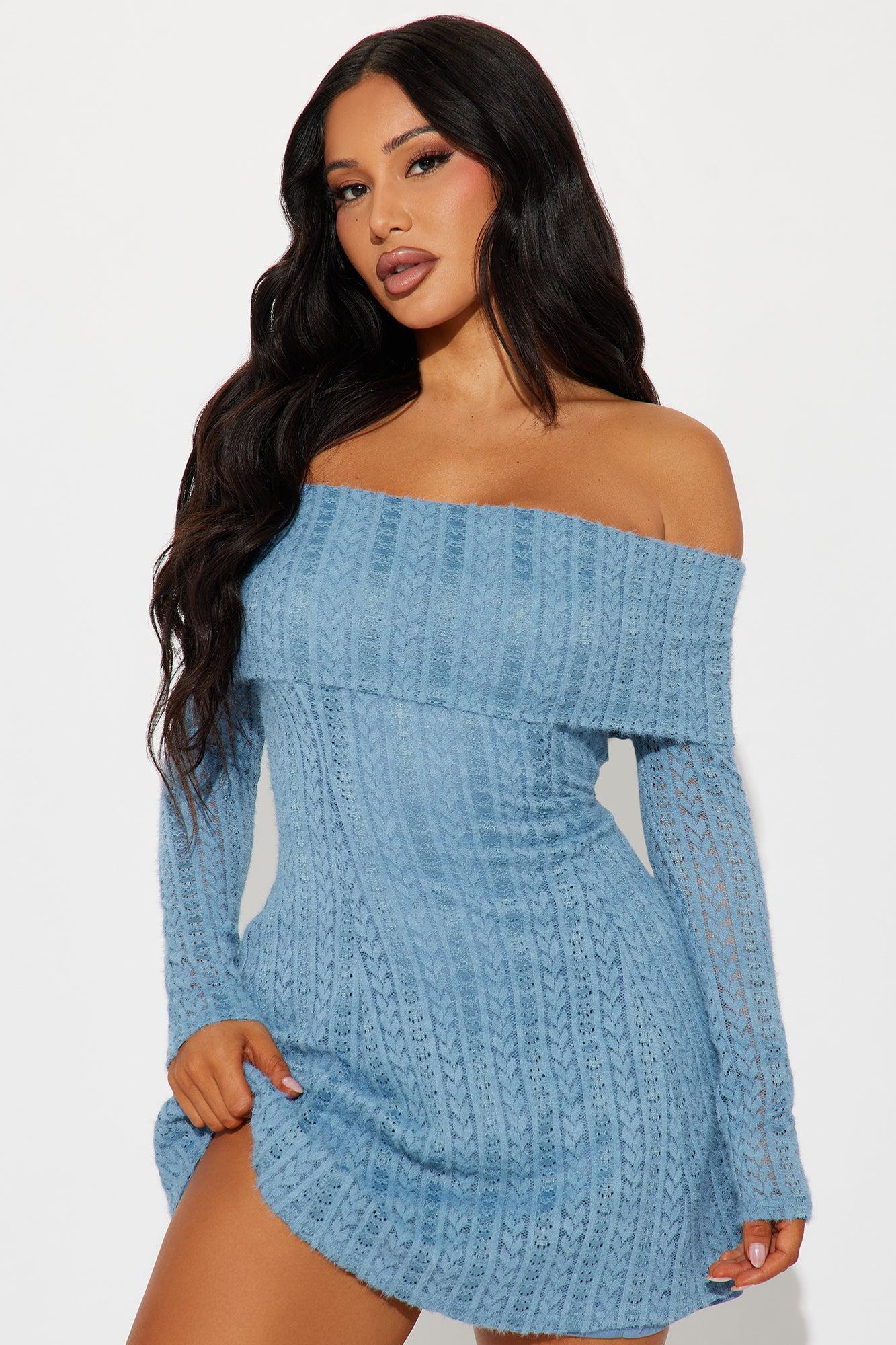 Margeaux Mini Dress - Dusty Blue Product Image