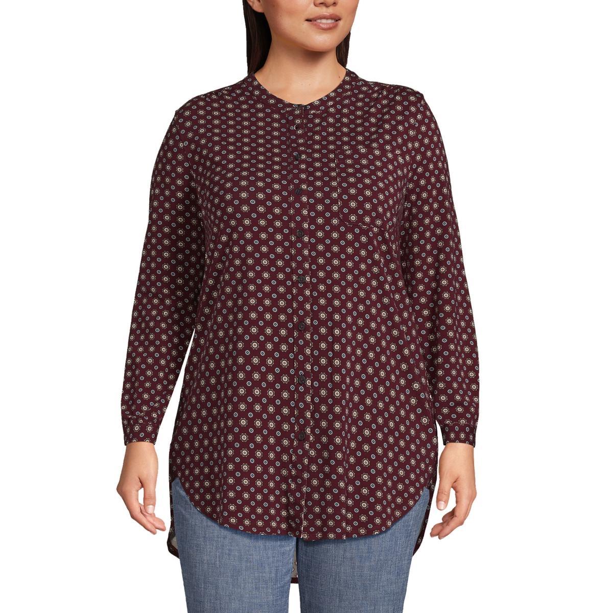 Plus Size Lands' End Long Sleeve Jersey A-line Tunic, Women's, Size: 2XL, Black Product Image