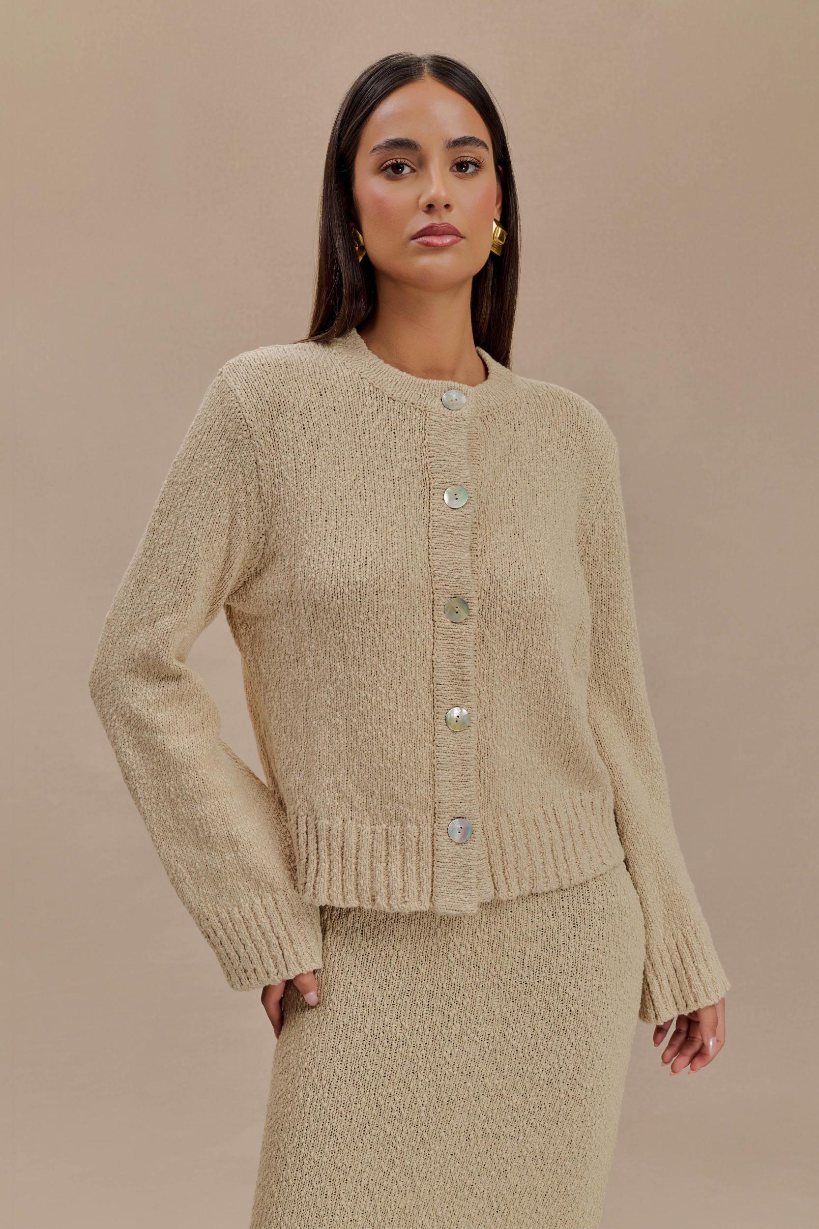 Moira Oversized Boucle Cardigan - Wheat Product Image