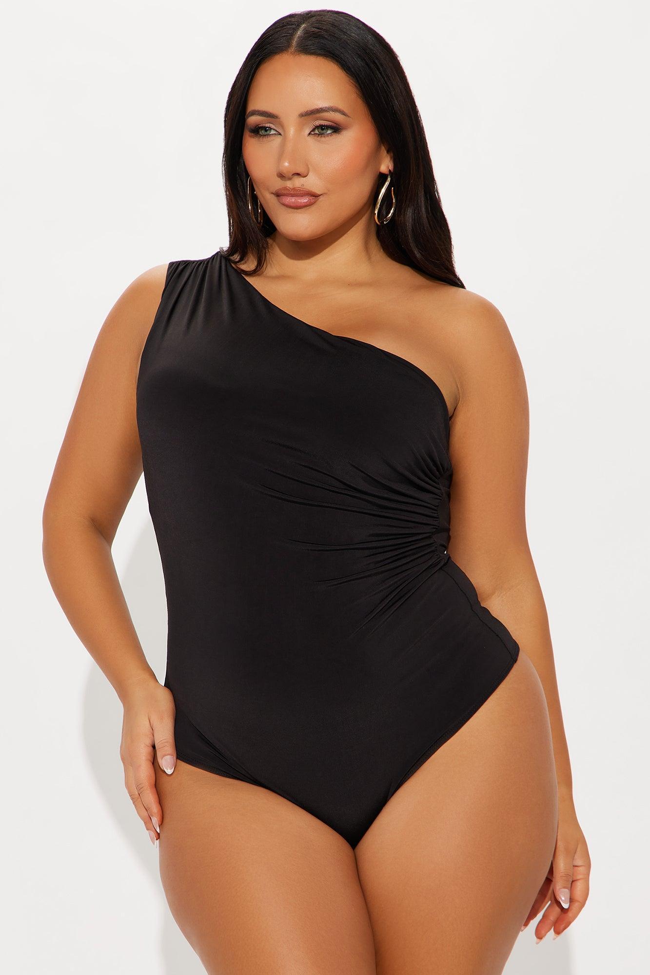 Living Proof One Shoulder Ruched Bodysuit - Black Product Image