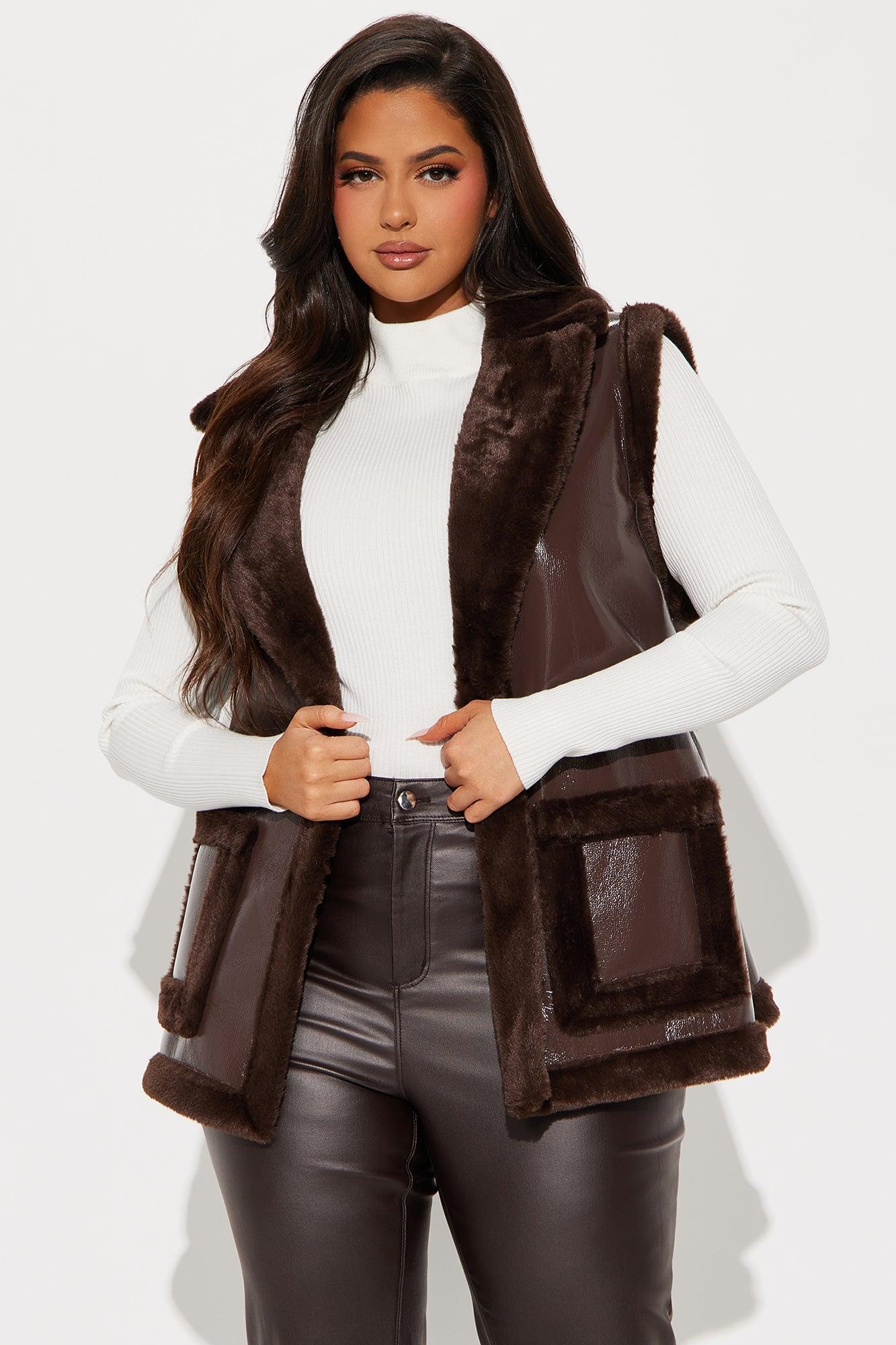 Rule Breaker Shearling Vest - Chocolate Product Image