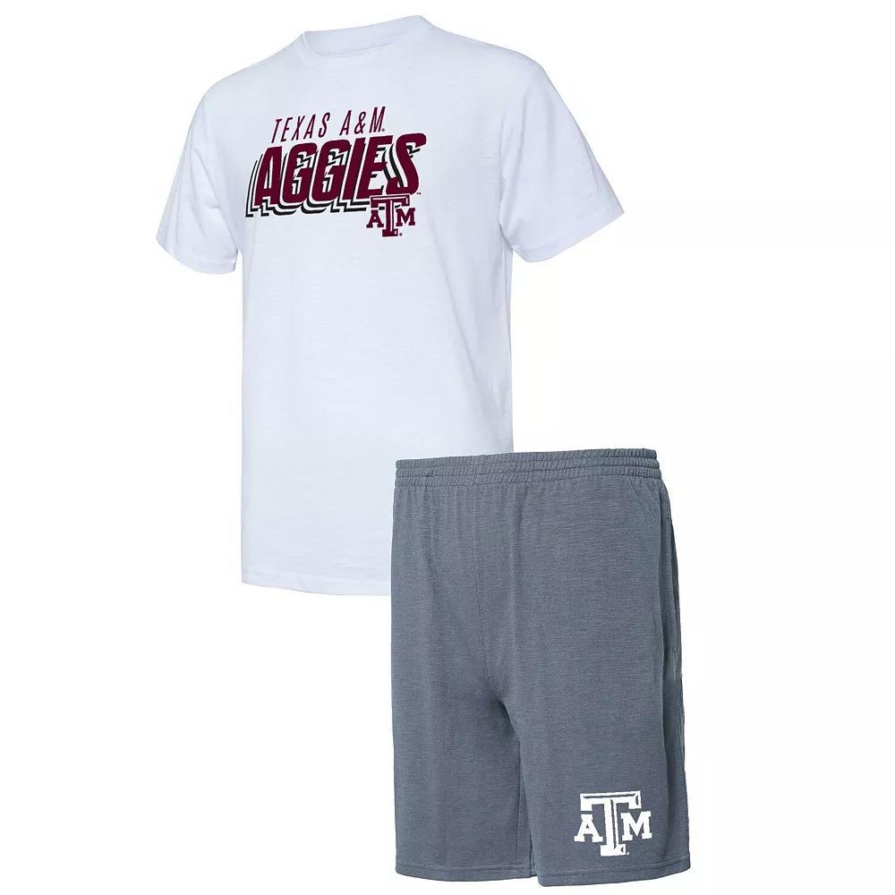 Mens Concepts Sport Charcoal/White Texas A&M Aggies Downfield T-Shirt & Shorts Set Product Image