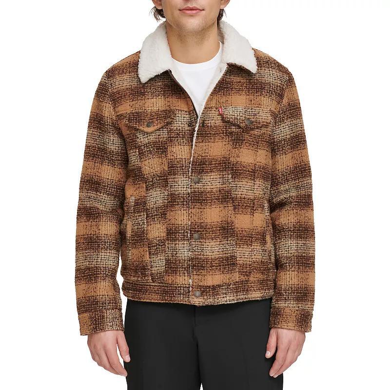 Men's Levi's® Faux Wool Sherpa Lined Trucker Jacket, Size: Medium, Brown Product Image