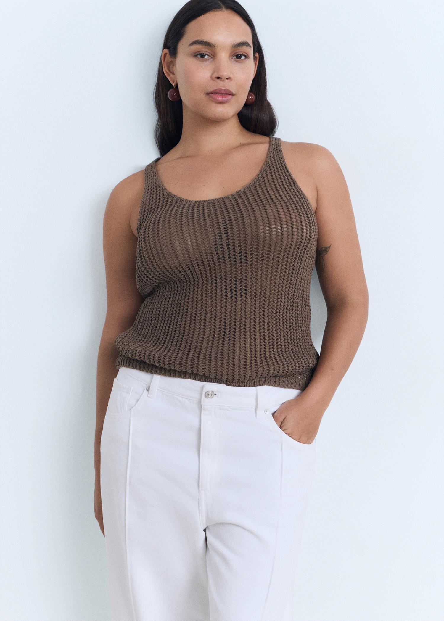 Crochet top with straps - Women | MANGO USA Product Image