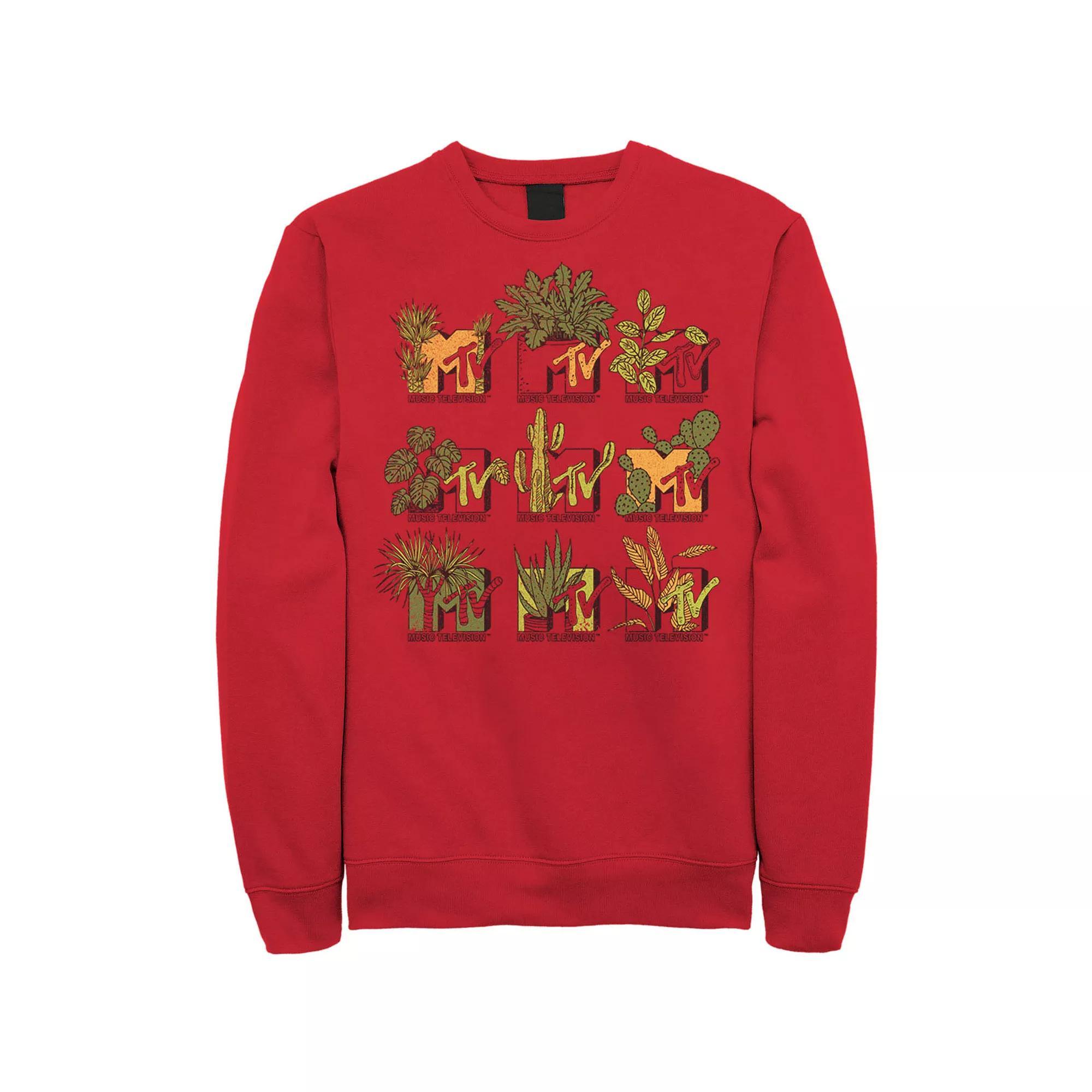 Men's MTV Mtve Succulents Plants Logo Sweatshirt, Size: XXL, Athletic Grey Product Image