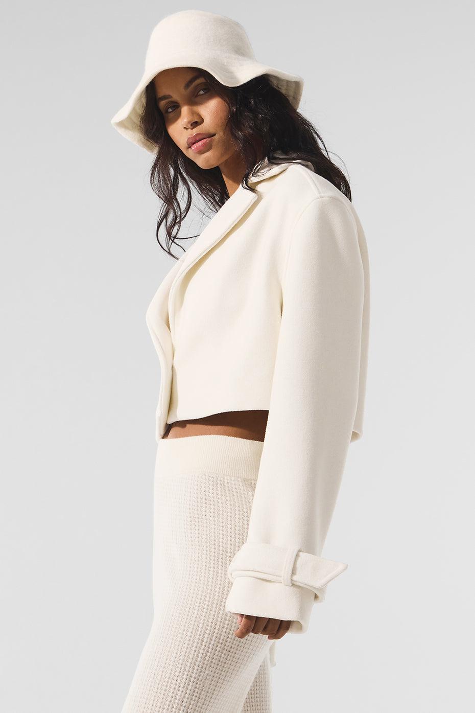 Wool Cropped Metro Trench - Ivory Female Product Image