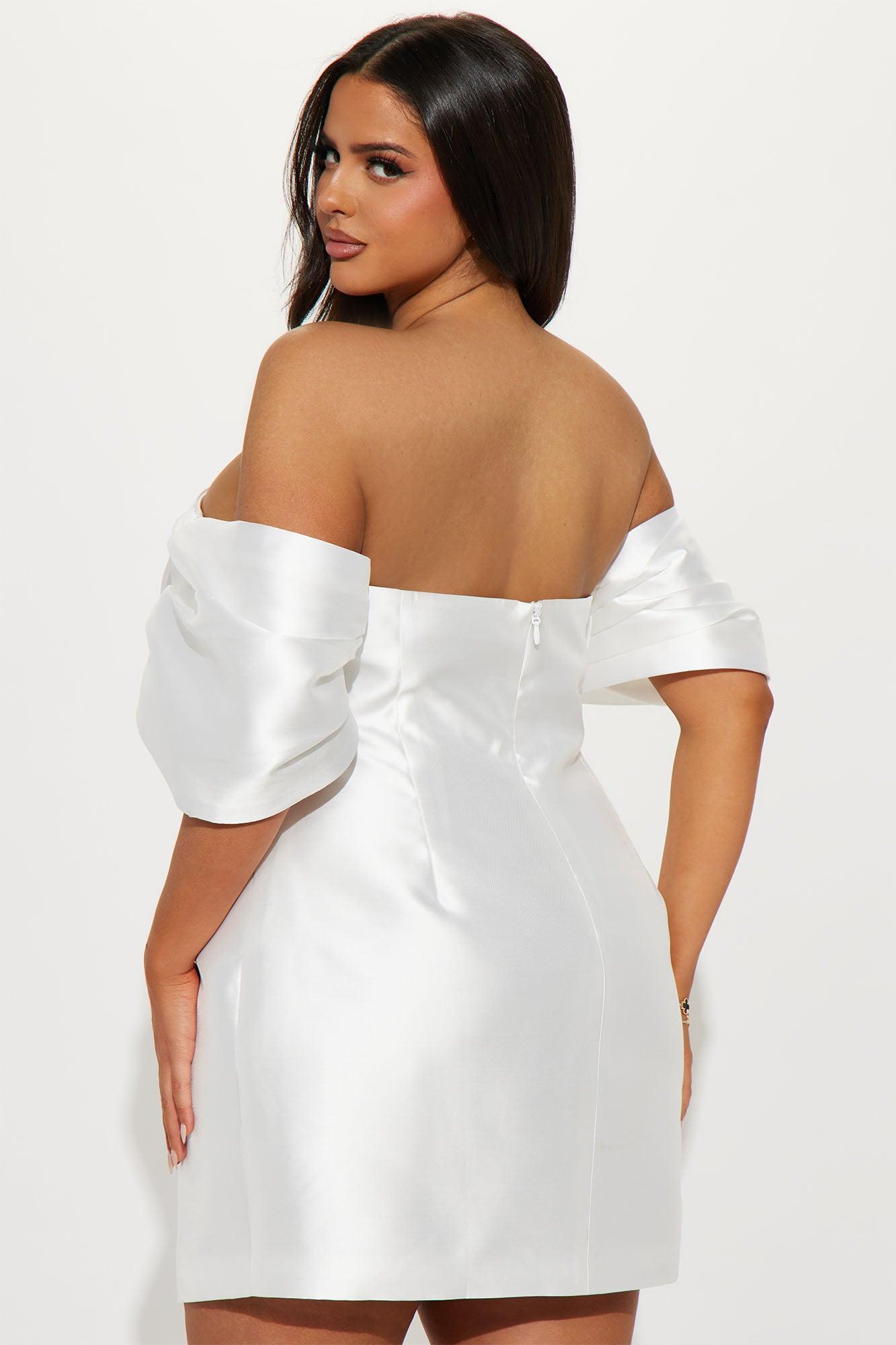 Allison Taffeta Mini Dress - White Product Image