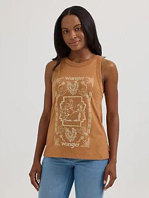 Women's Wrangler Western Graphic Goddess Tank in Croissant Product Image