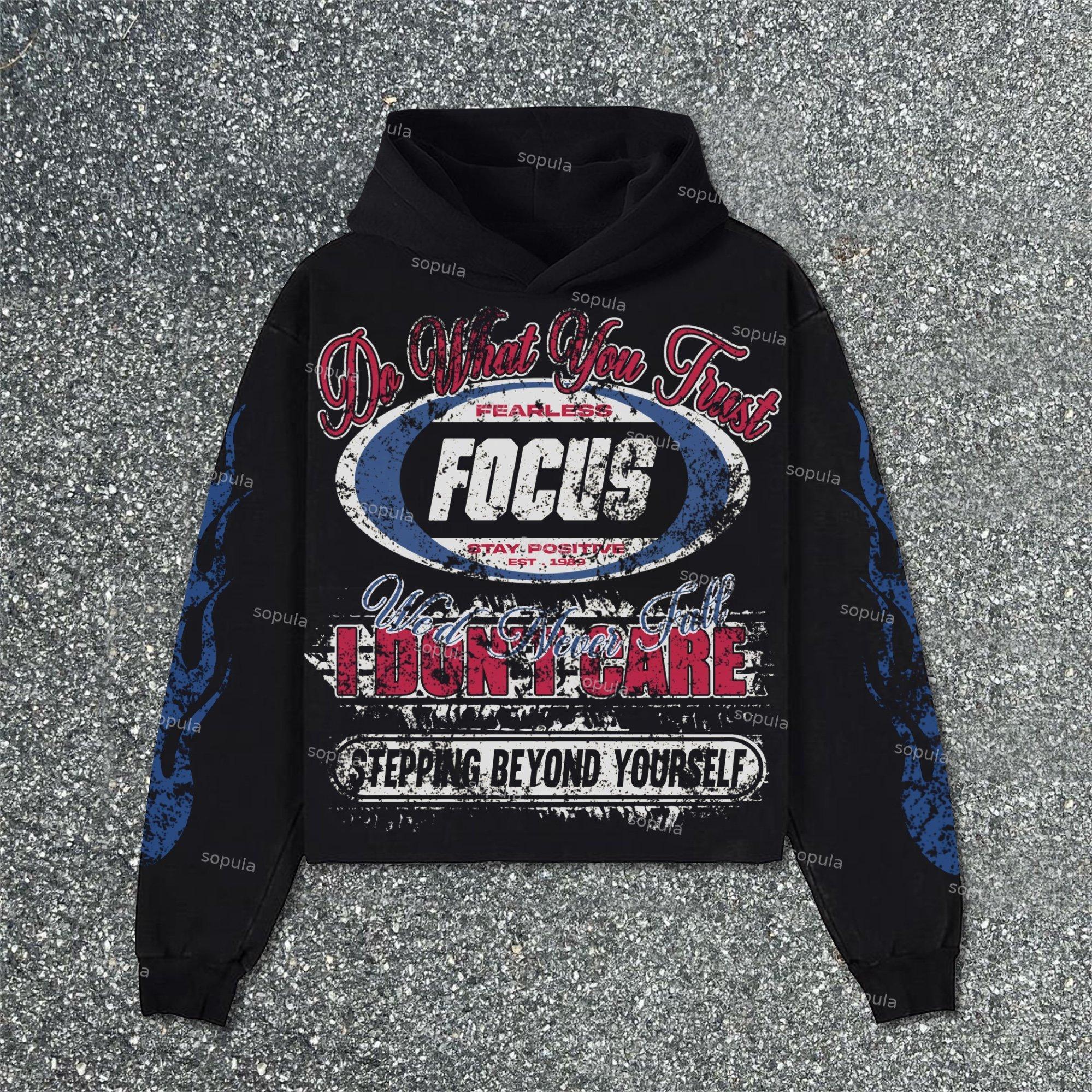 Sopula Focus On Retro Old Printed Graphics Pocketless Hoodie Product Image
