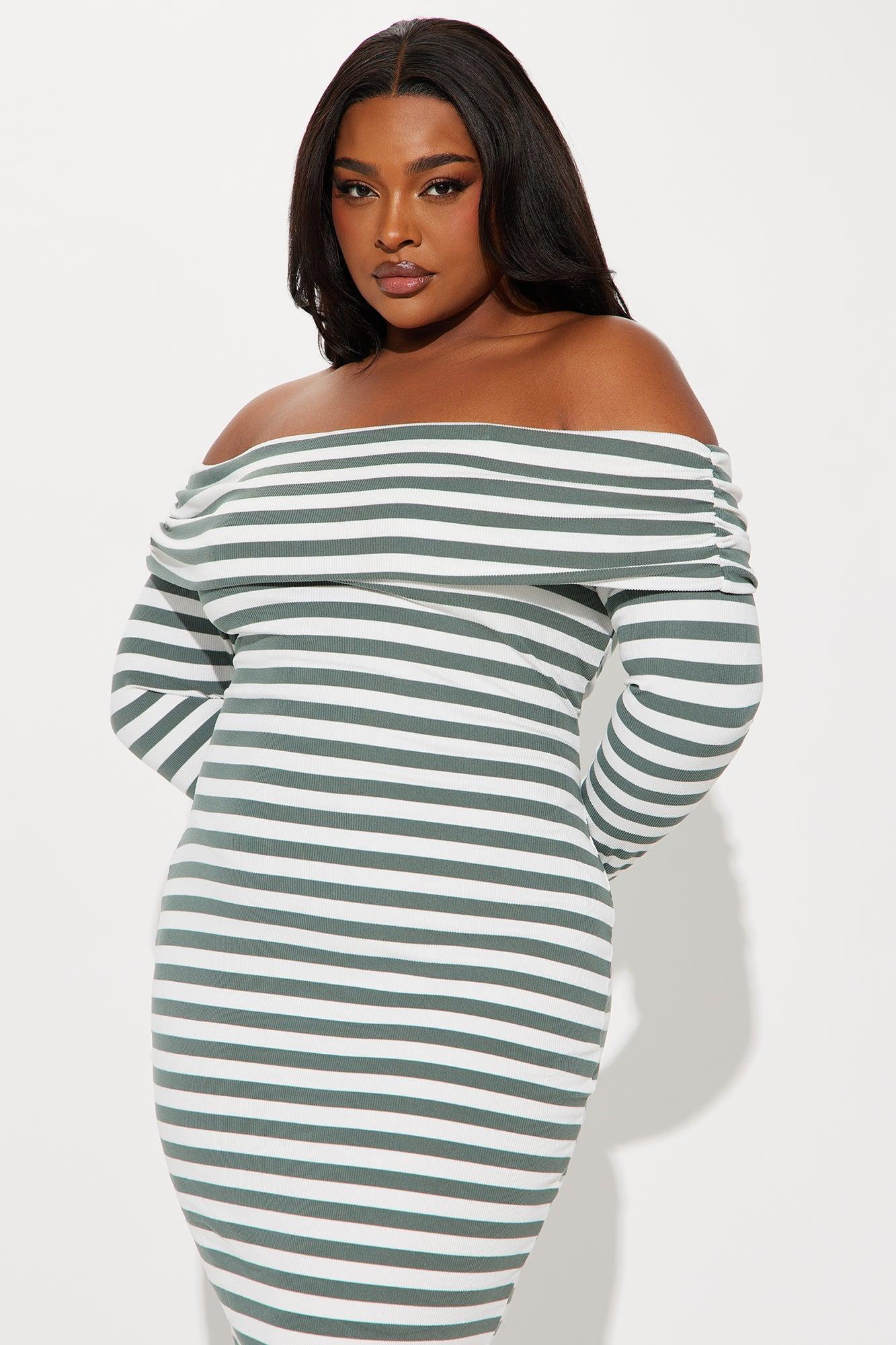 True Masterpiece Striped Midi Dress - Green/combo Product Image