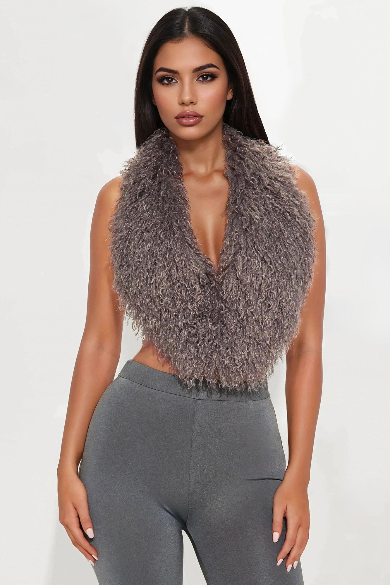 Fur Fantasy Backless Pant Set - Silver Female Product Image