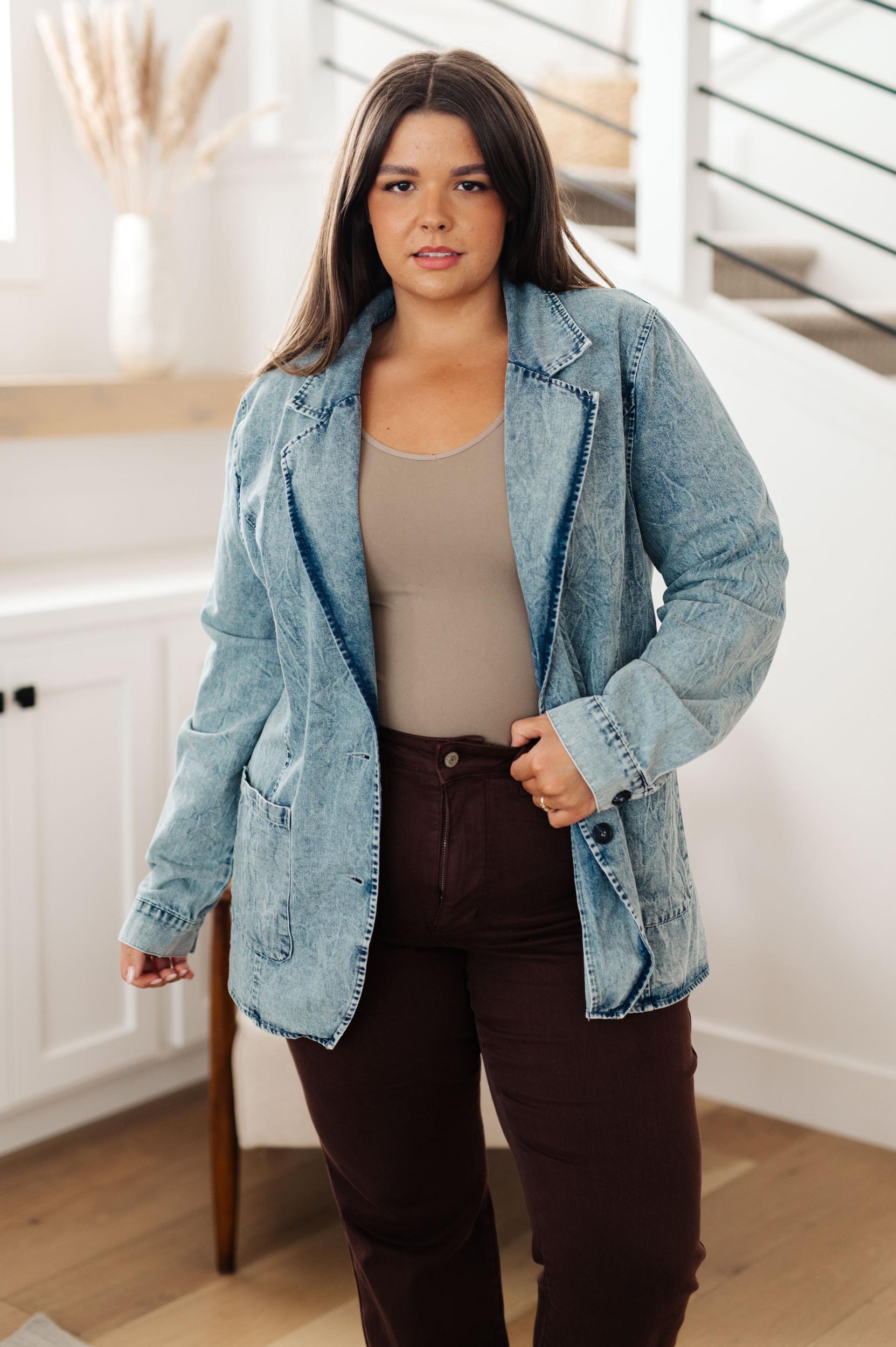Business Brunch Denim Blazer - ONLINE EXCLUSIVE! Product Image