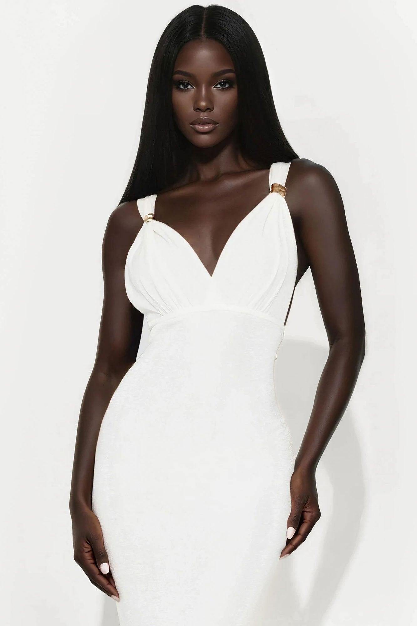 Lynette Slinky Maxi Dress - White Product Image
