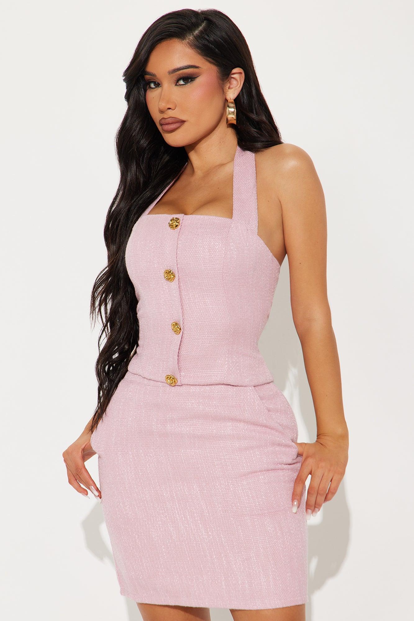 Olivia Tweed Skirt Set - Pink Product Image