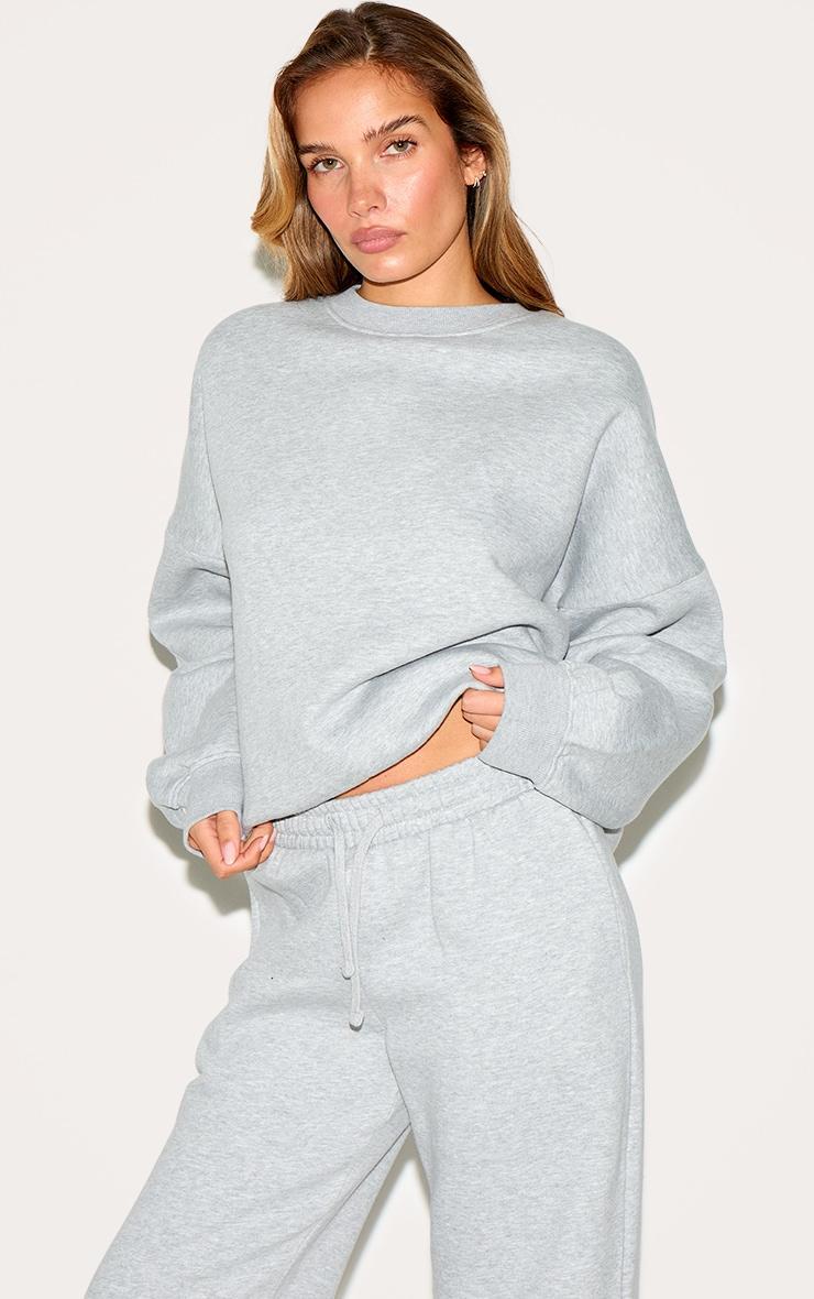 Ash Grey Oversized Sweatshirt Tracksuit Set Product Image