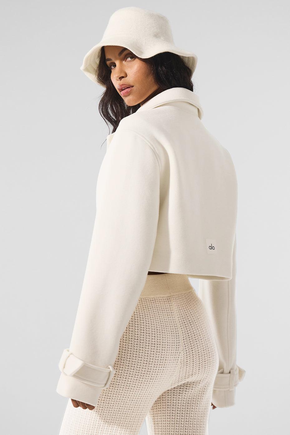 Wool Cropped Metro Trench - Ivory Female Product Image