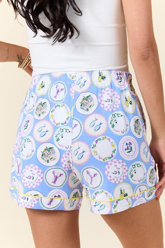 Under The Stars Decorative Plate Print Bamboo Pajama Shorts SALE Product Image