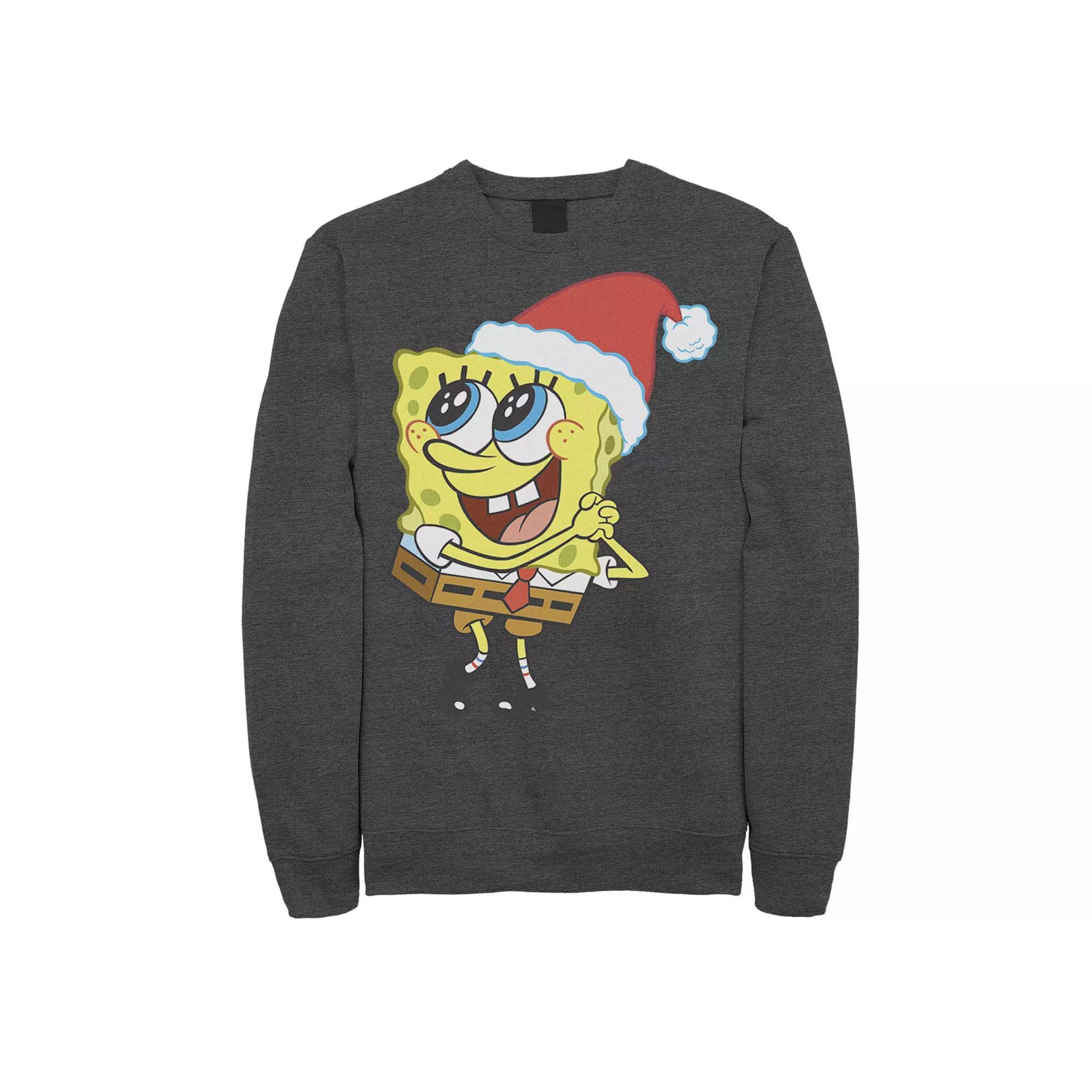 Men's Nickelodeon SpongeBob SquarePants Santa Hat Sweatshirt, Size: 3XL, Blue Product Image